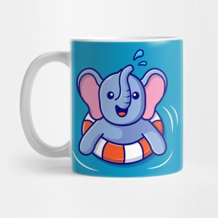 Cute Elephant Floating With Swimming Tires Mug